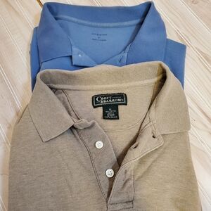 Croft and Barrow Set Of 2  Polo Shirt Size XL Blue & Tan Collared Buttons EUC